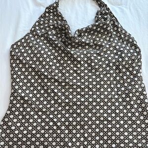 Ann Taylor Gray and Cream Patterned Top